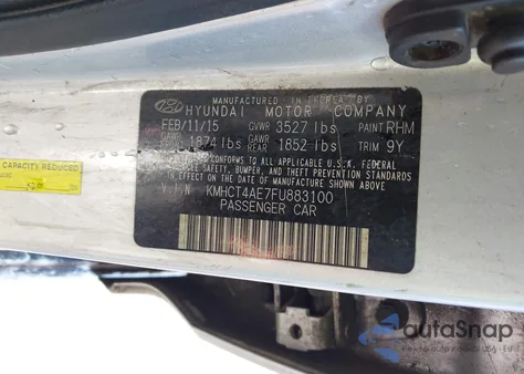 2015 Hyundai Accent Gls из США, поврежденный, VIN KMHCT4AE7FU883100